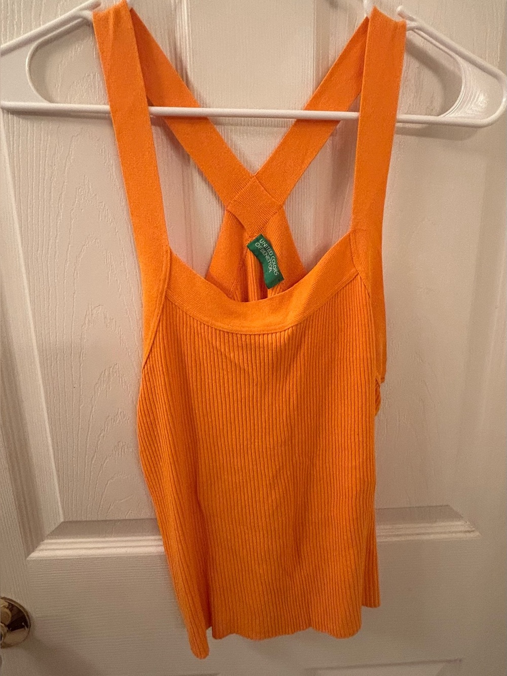 United Colors Of Benetton Bright Orange Ribbed Cross-Back Tank